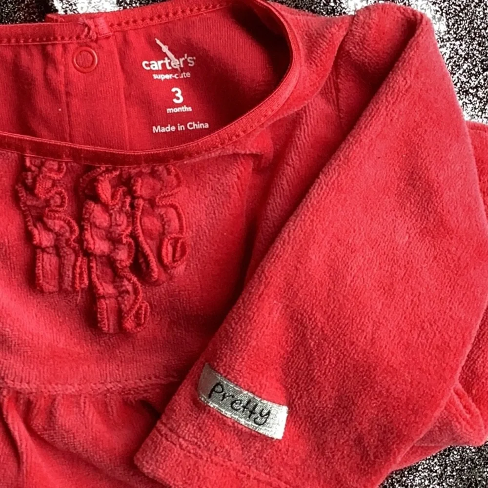 Vintage Tunic Velour Top Red Carter's Size 3 Months VNPLVC